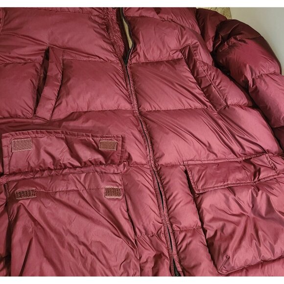 Lands End XL 46-48 Goose Down Puffer Coat Reversible Tan Red - Picture 10 of 16